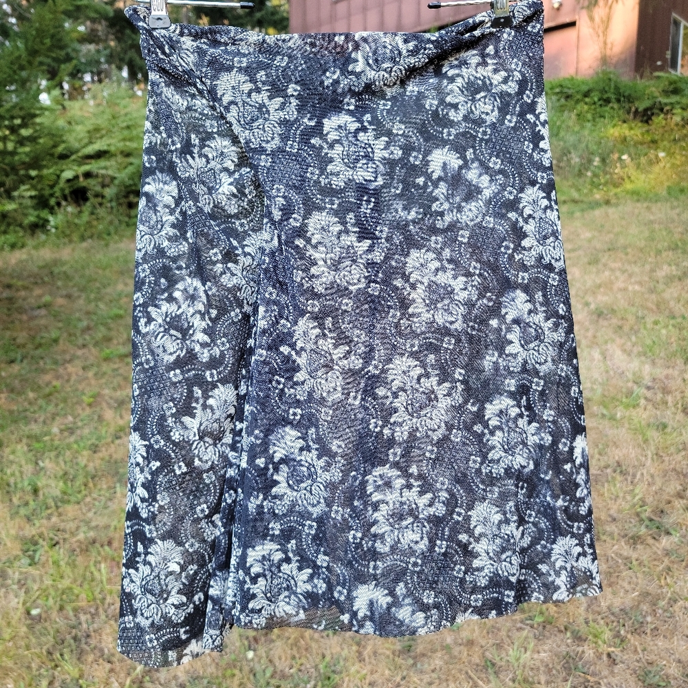 ISSEY MIYAKE Sheer Black + White Nylon Skirt Sz 4